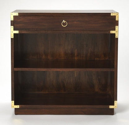 28" Dark Brown Wood Two Tier Bookcase with A Drawer