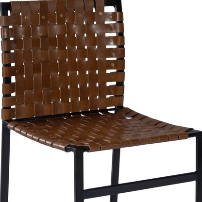 17" Brown and Black Faux Leather Side Chair