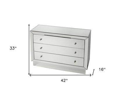 42" Clear Glass Three Drawer Dresser