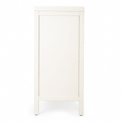 31" White Solid Wood Two Drawer Sideboard with Two Doors