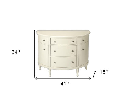 41" White Solid Wood Five Drawer Sideboard with Two Doors