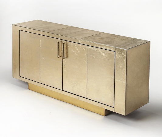 71" Gold Solid Wood Sideboard With Two Doors