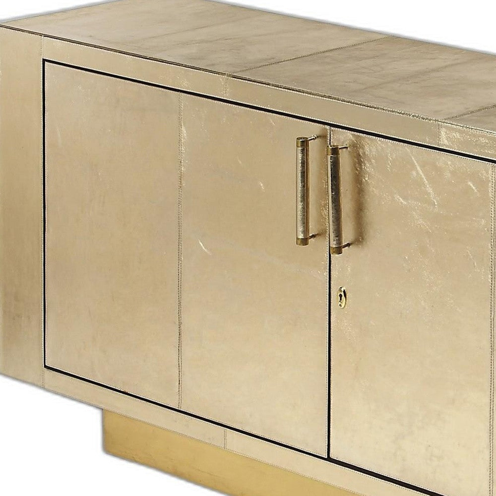 71" Gold Solid Wood Sideboard With Two Doors