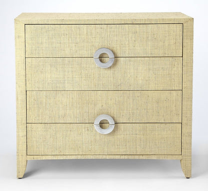 34" tall beige manufactured wood four-drawer chest