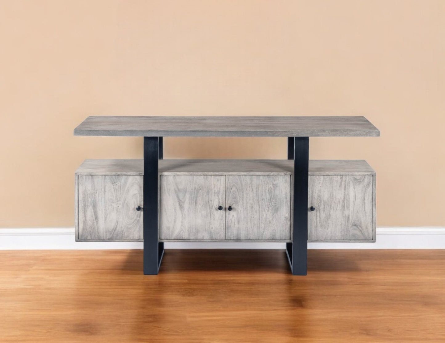 Raitis Gray Wood & Metal Sideboard