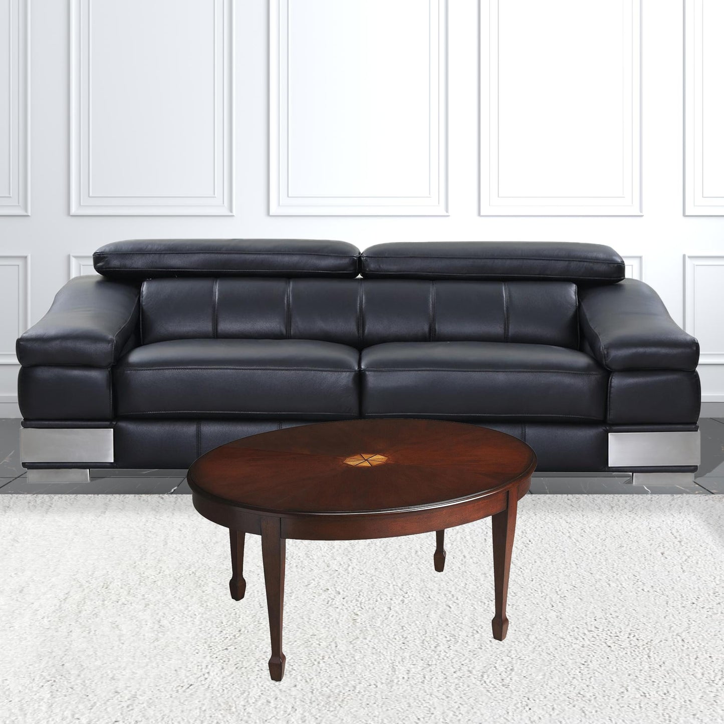 38" Dark Brown And Brown Oval Coffee Table