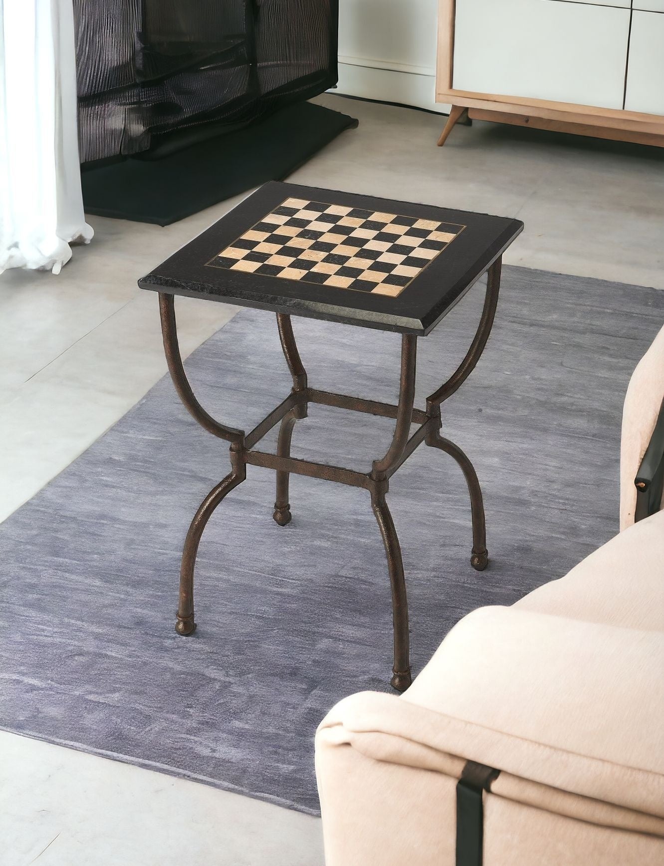 Fossil Stone Square Game Table