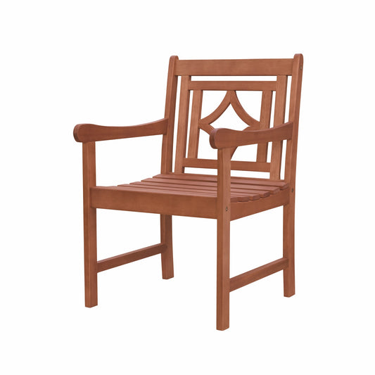 24" Brown Solid Wood Indoor Outdoor Arm Chair