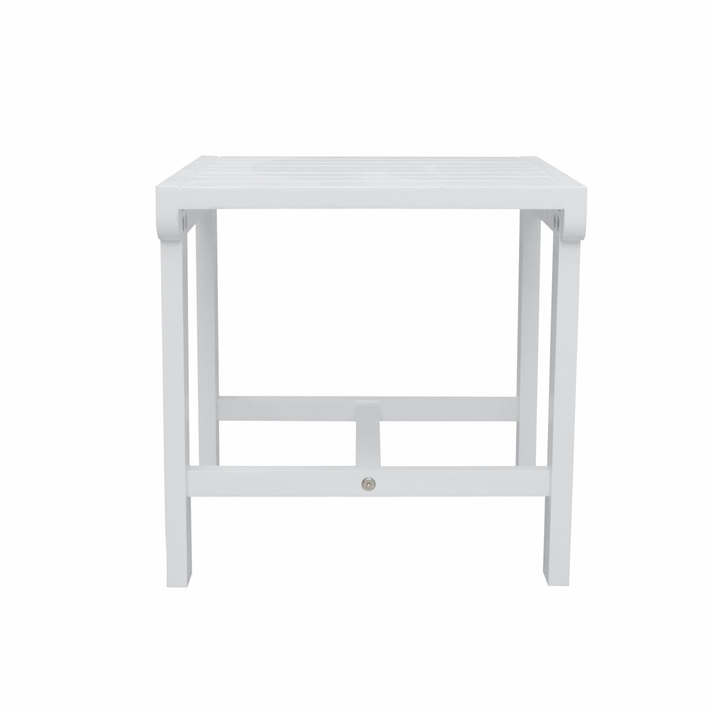 18" White Square Solid Wood Outdoor Side Table