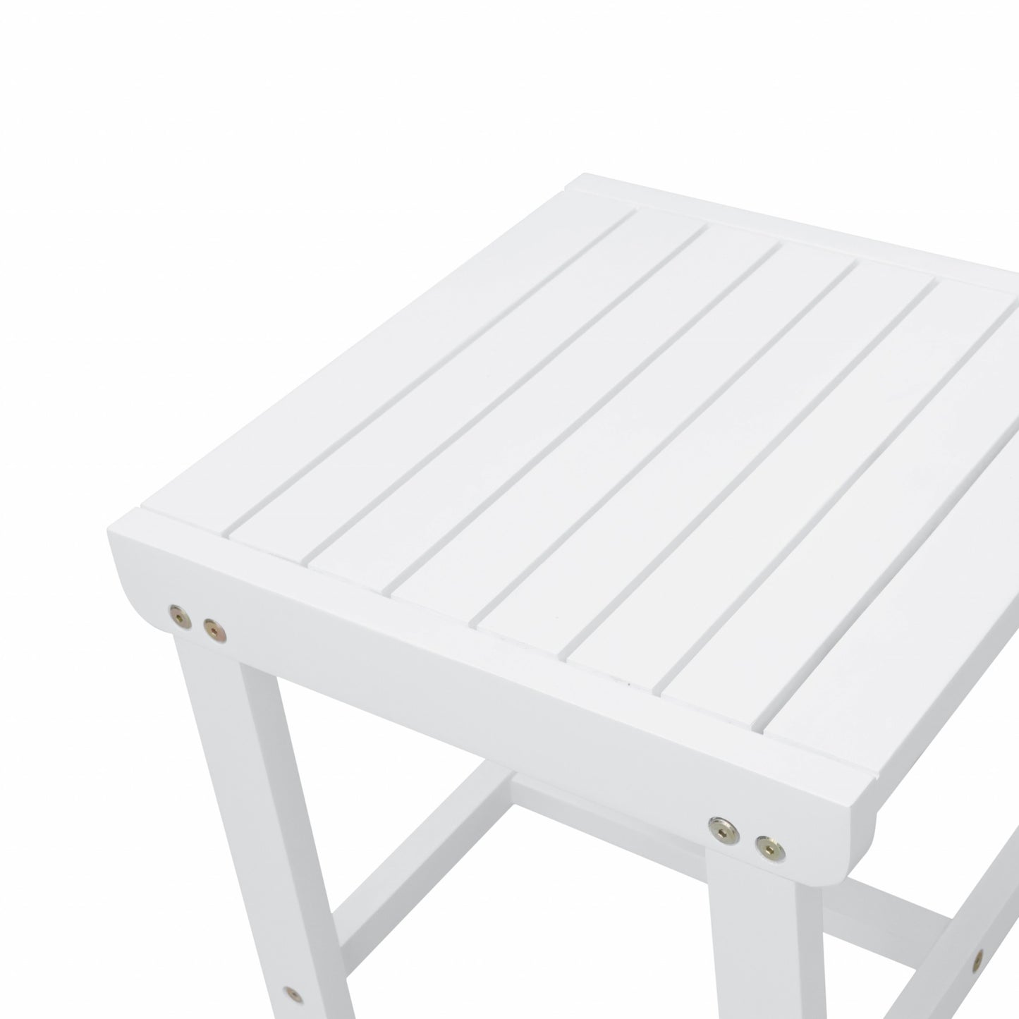 18" White Square Solid Wood Outdoor Side Table