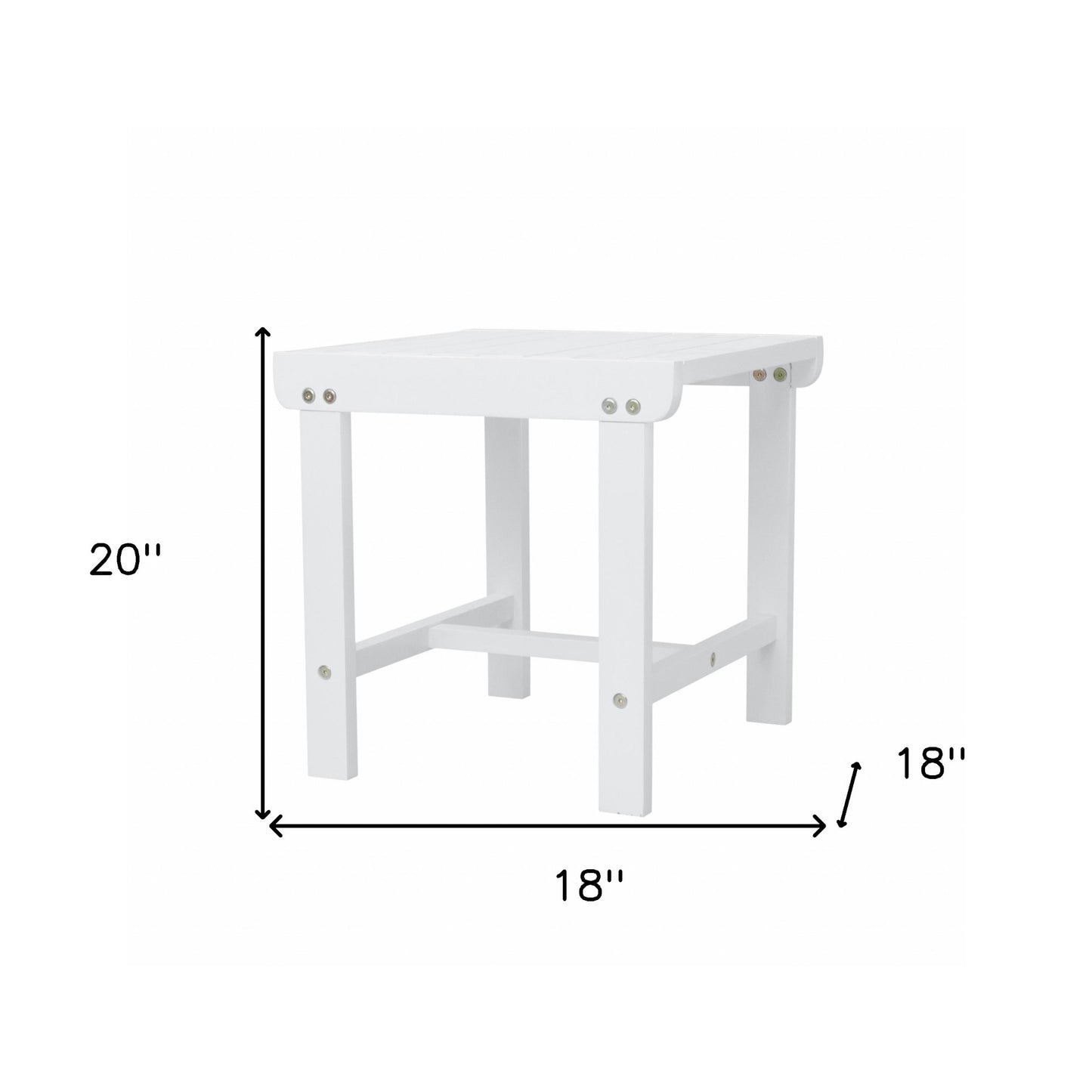 18" White Square Solid Wood Outdoor Side Table