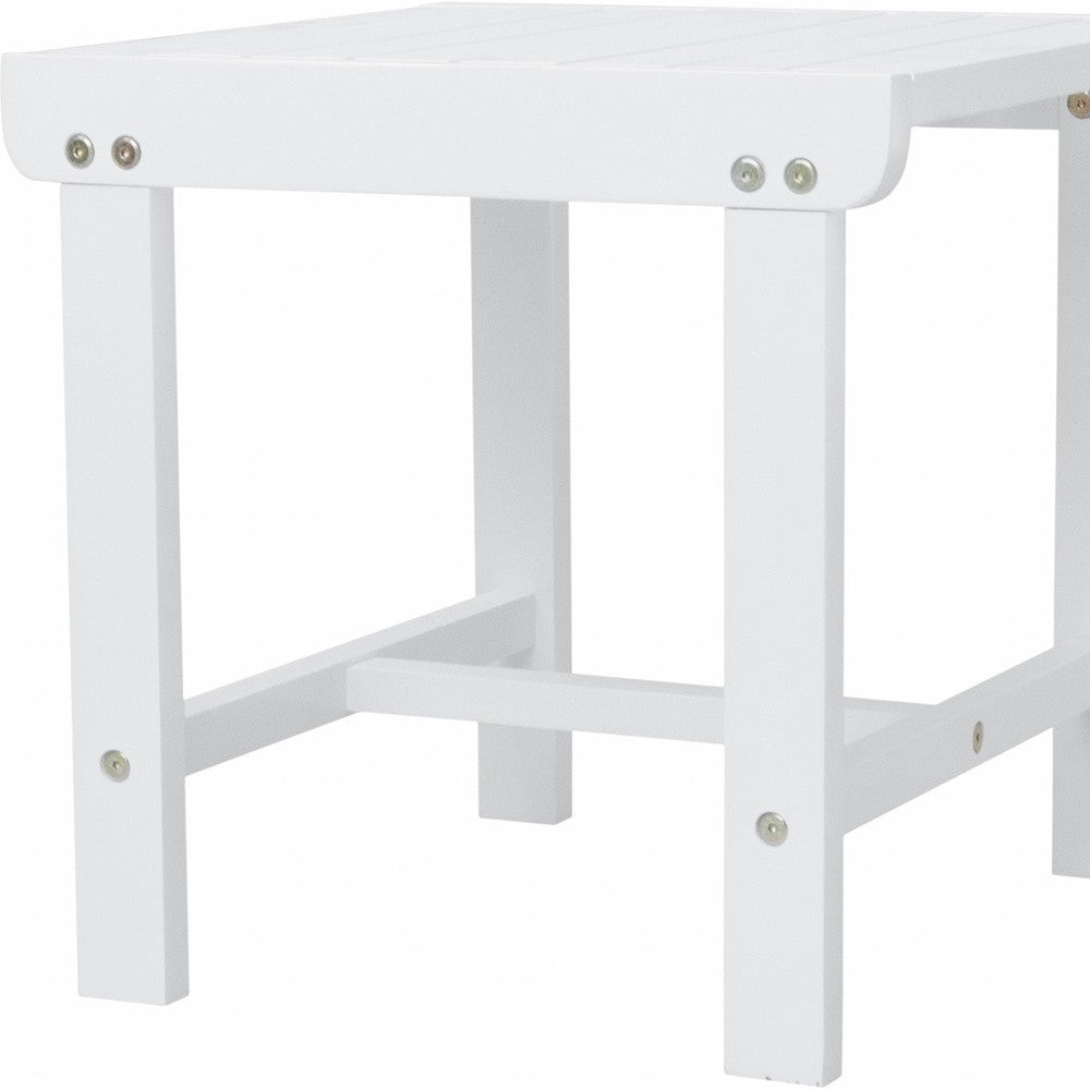 18" White Square Solid Wood Outdoor Side Table