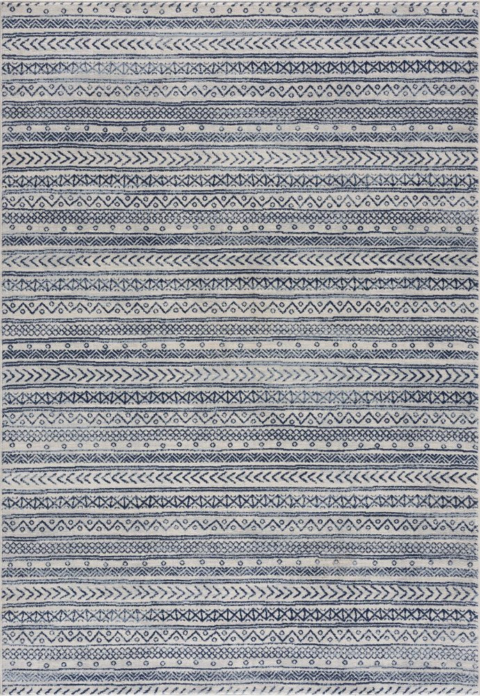 8' X 11' Navy Blue Decorative Stripes Area Rug