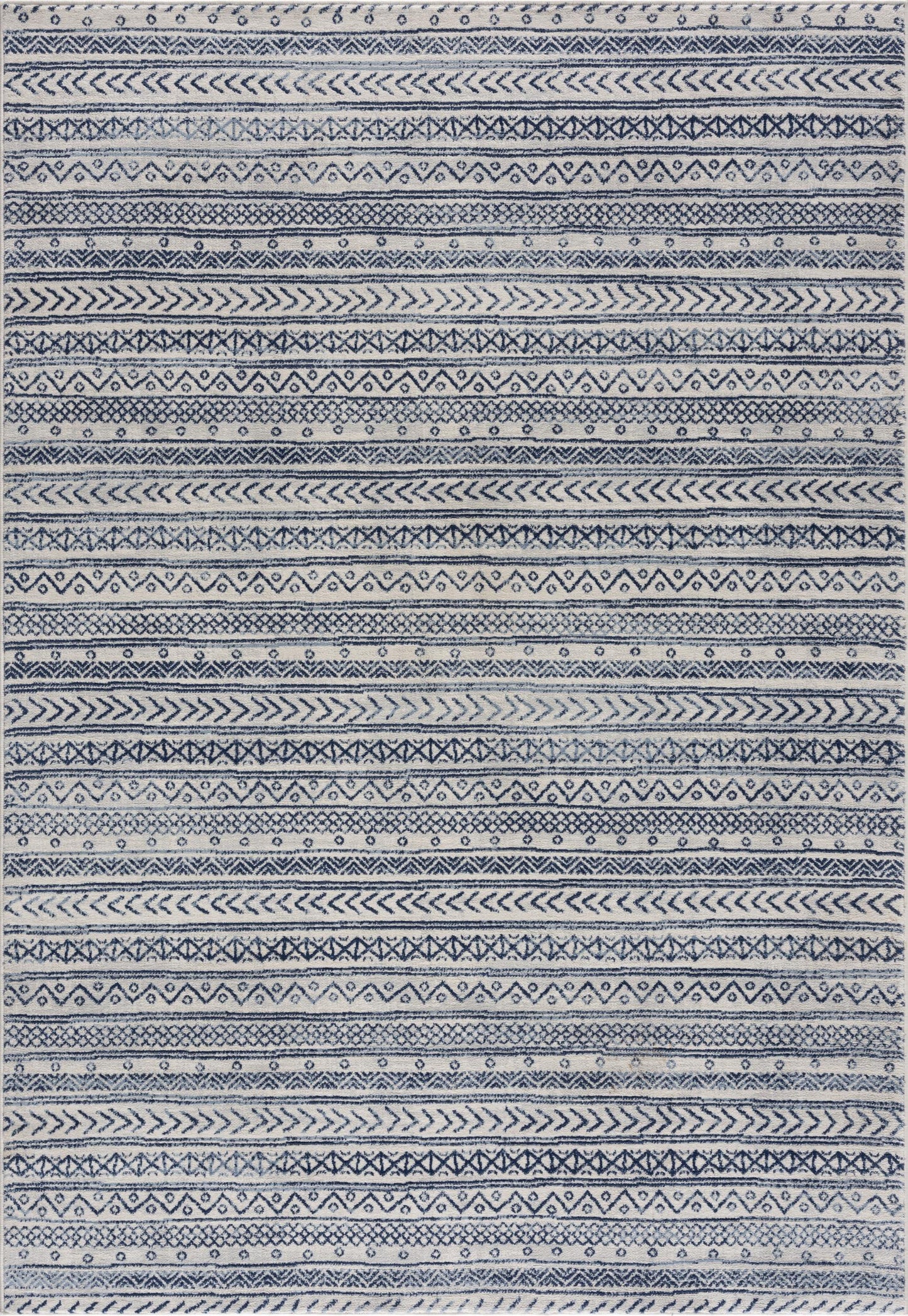 5' X 8' Navy Blue Decorative Stripes Area Rug