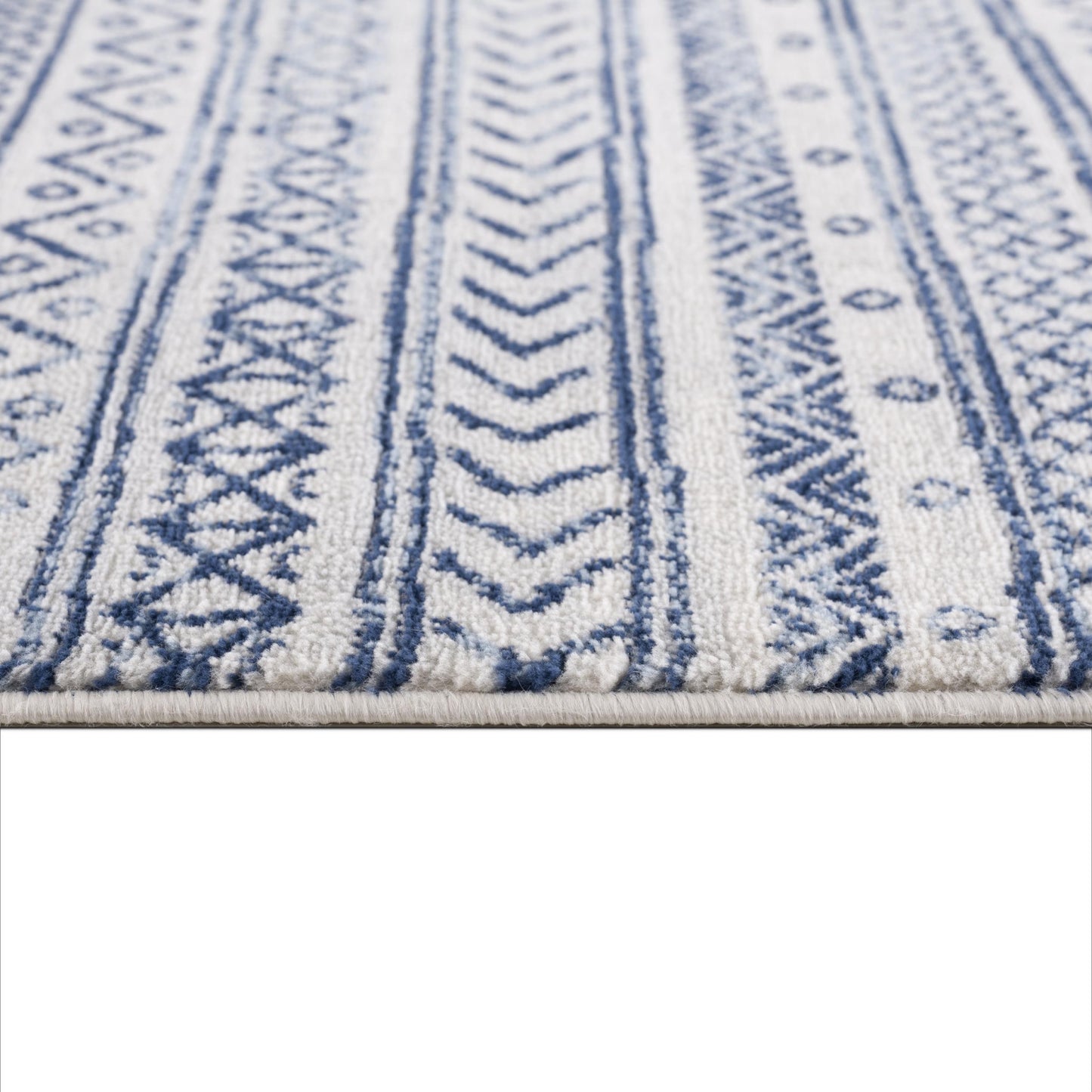 8' X 11' Navy Blue Decorative Stripes Area Rug