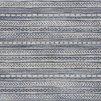 5' X 8' Navy Blue Decorative Stripes Area Rug