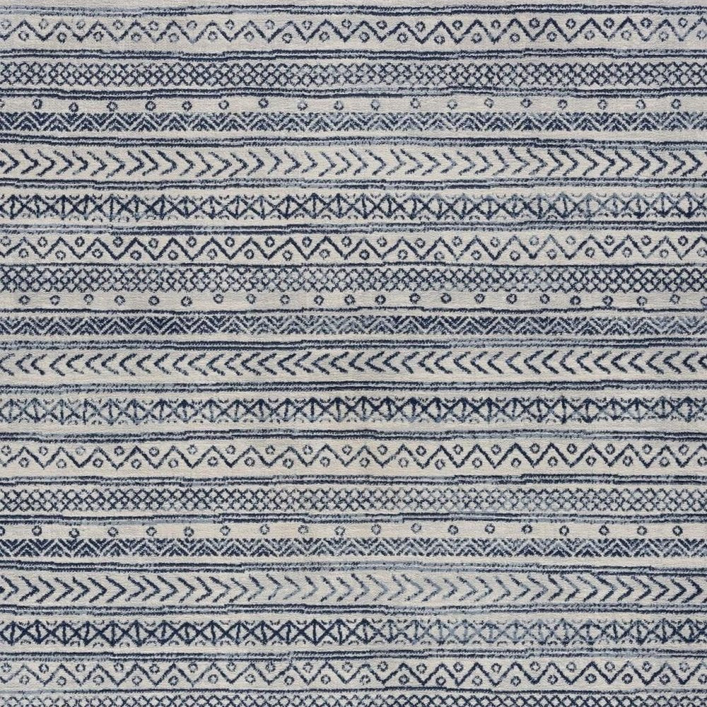 5' X 8' Navy Blue Decorative Stripes Area Rug
