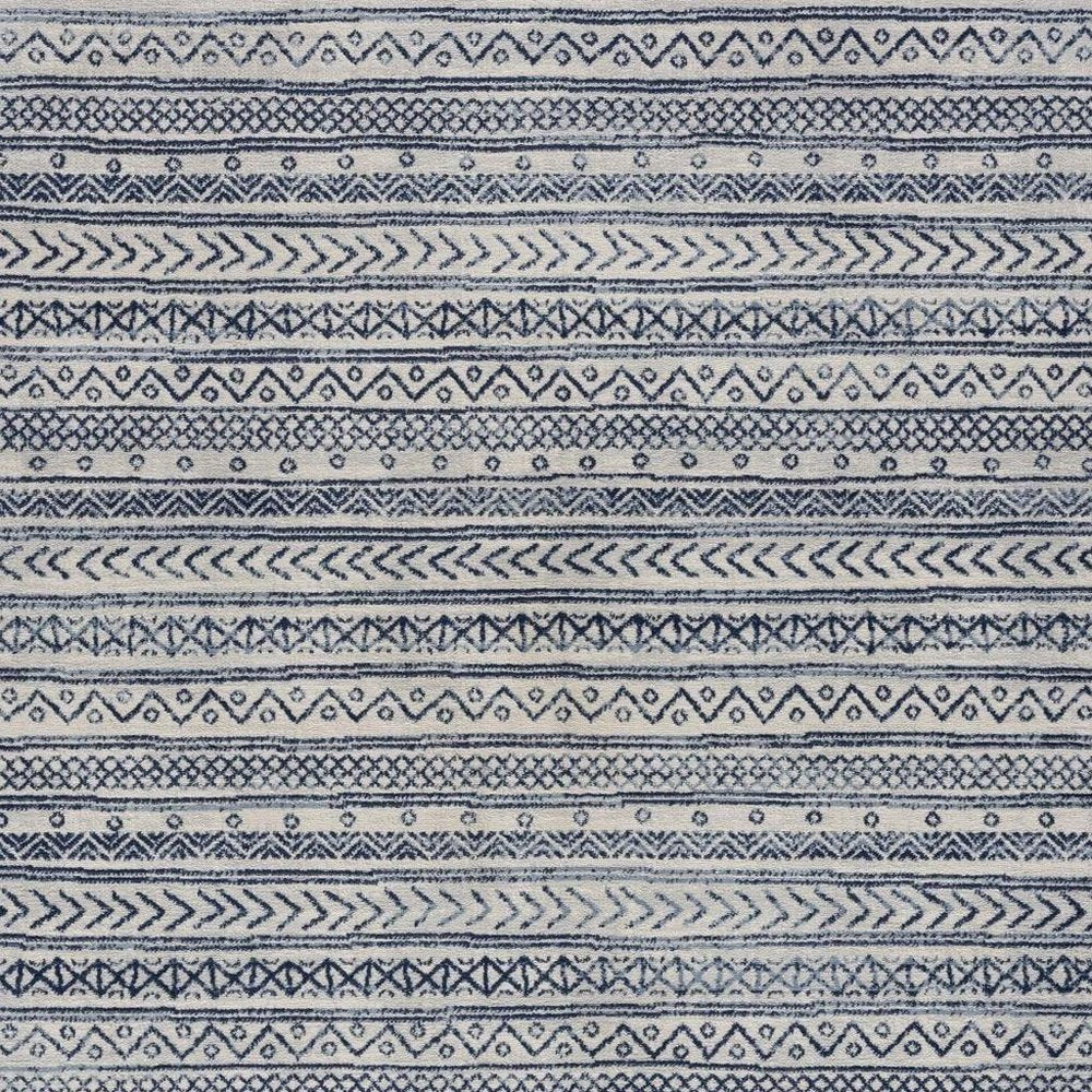 2' X 4' Navy Blue Decorative Stripes Area Rug