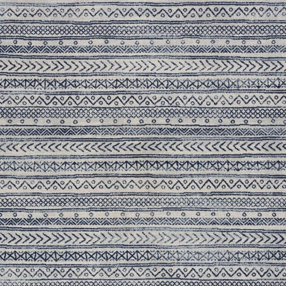 2' X 4' Navy Blue Decorative Stripes Area Rug