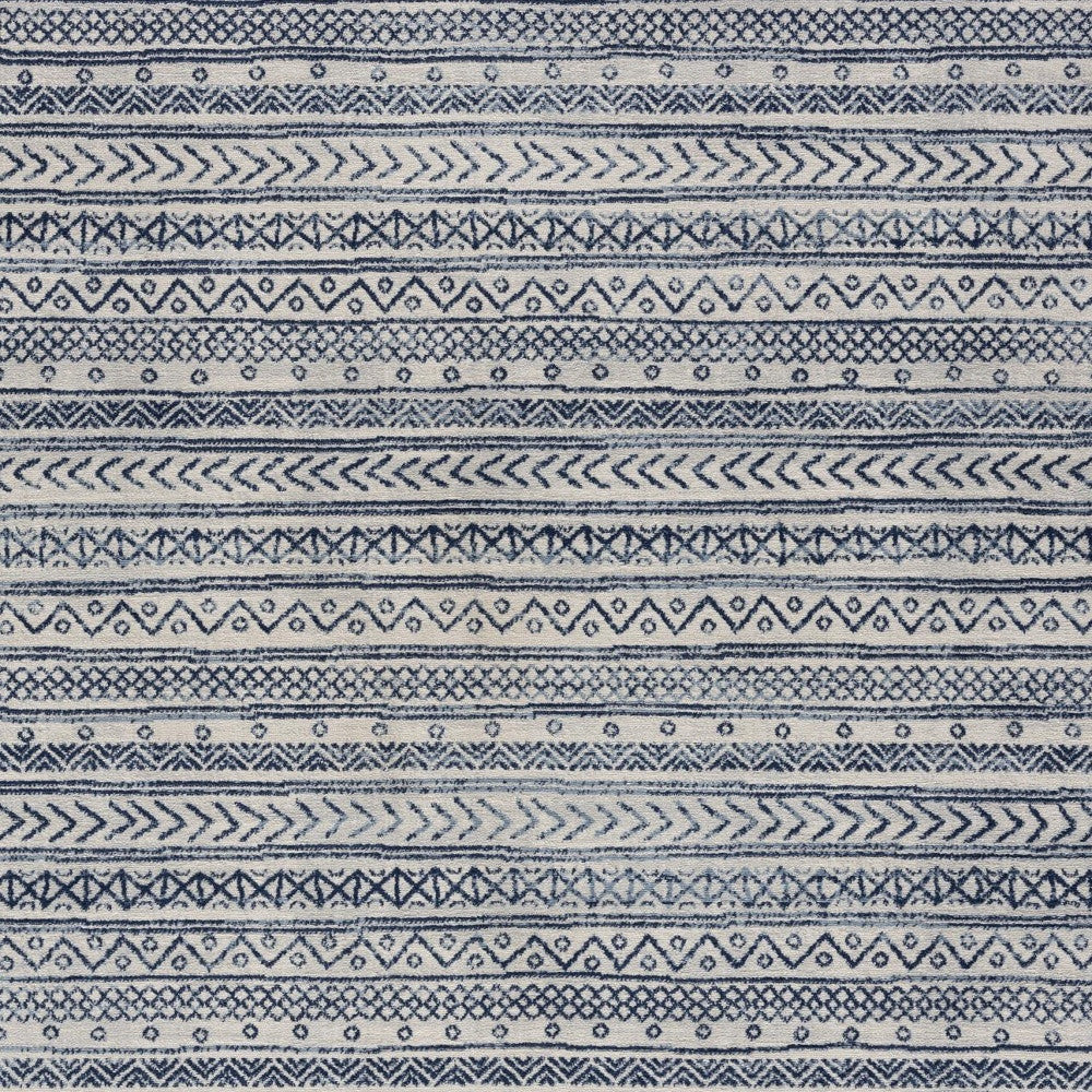 5' X 8' Navy Blue Decorative Stripes Area Rug