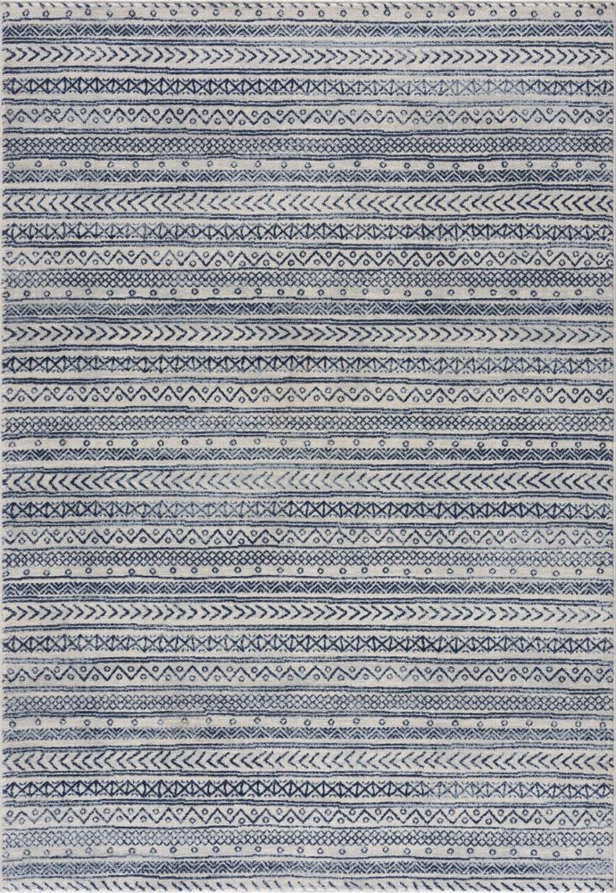 2' X 4' Navy Blue Decorative Stripes Area Rug