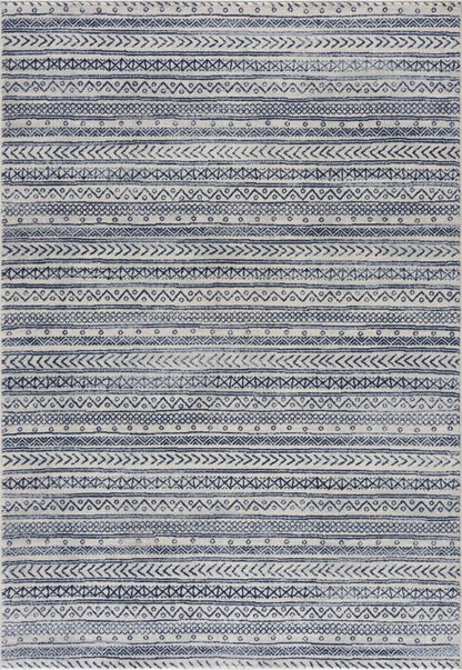 2' X 4' Navy Blue Decorative Stripes Area Rug