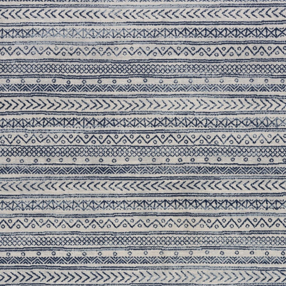 5' X 8' Navy Blue Decorative Stripes Area Rug