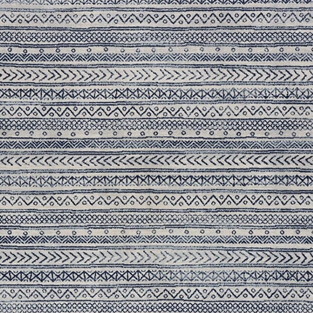 5' X 8' Navy Blue Decorative Stripes Area Rug