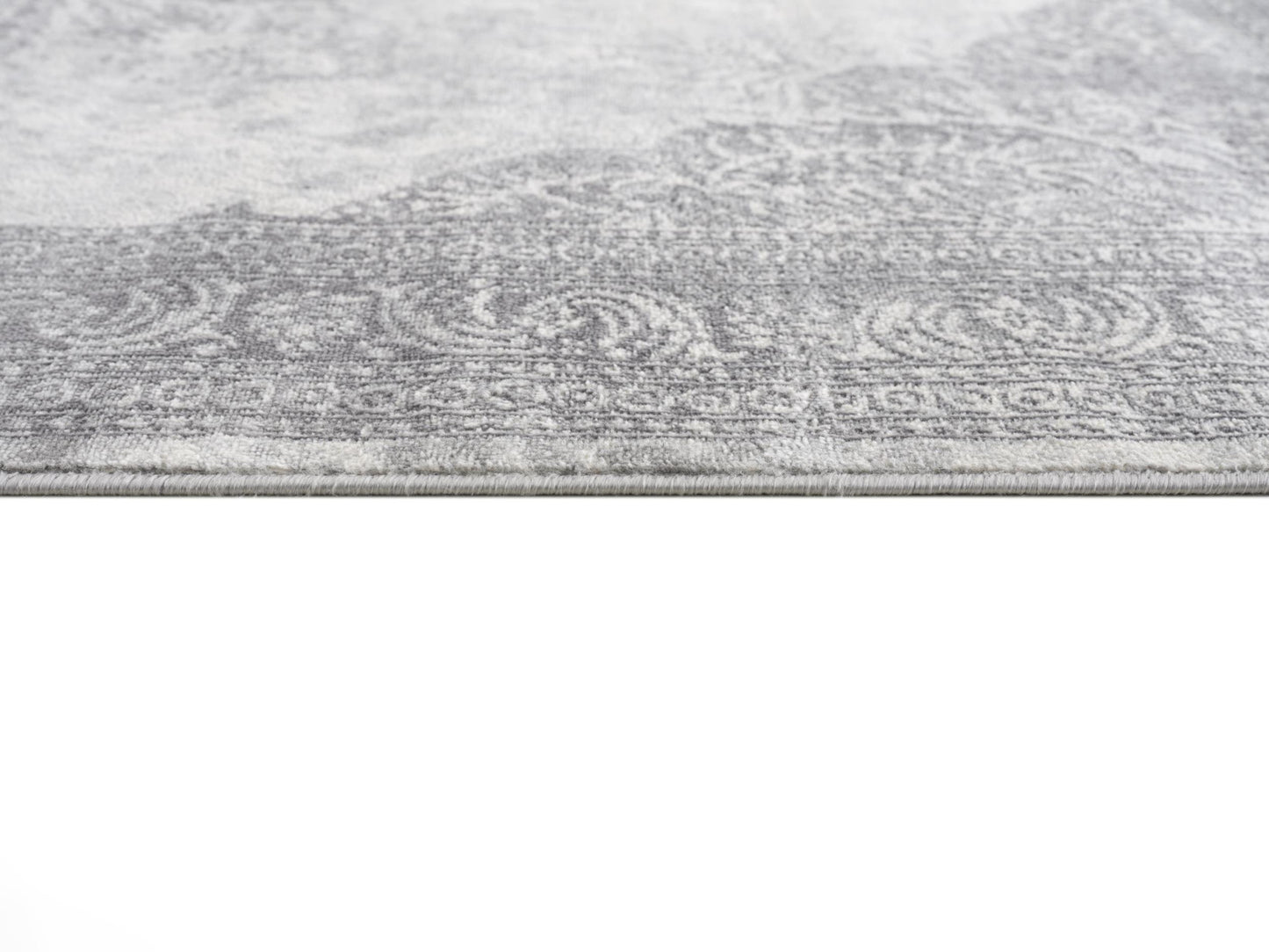 2' X 10' Gray Distressed Medallion Runner Rug