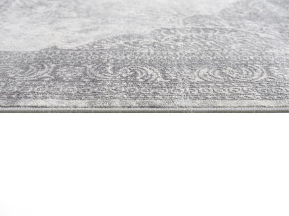 2' X 10' Gray Distressed Medallion Runner Rug