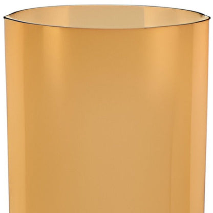 11" Amber And Clear Cylinder Lead Free Crystal Table Vase