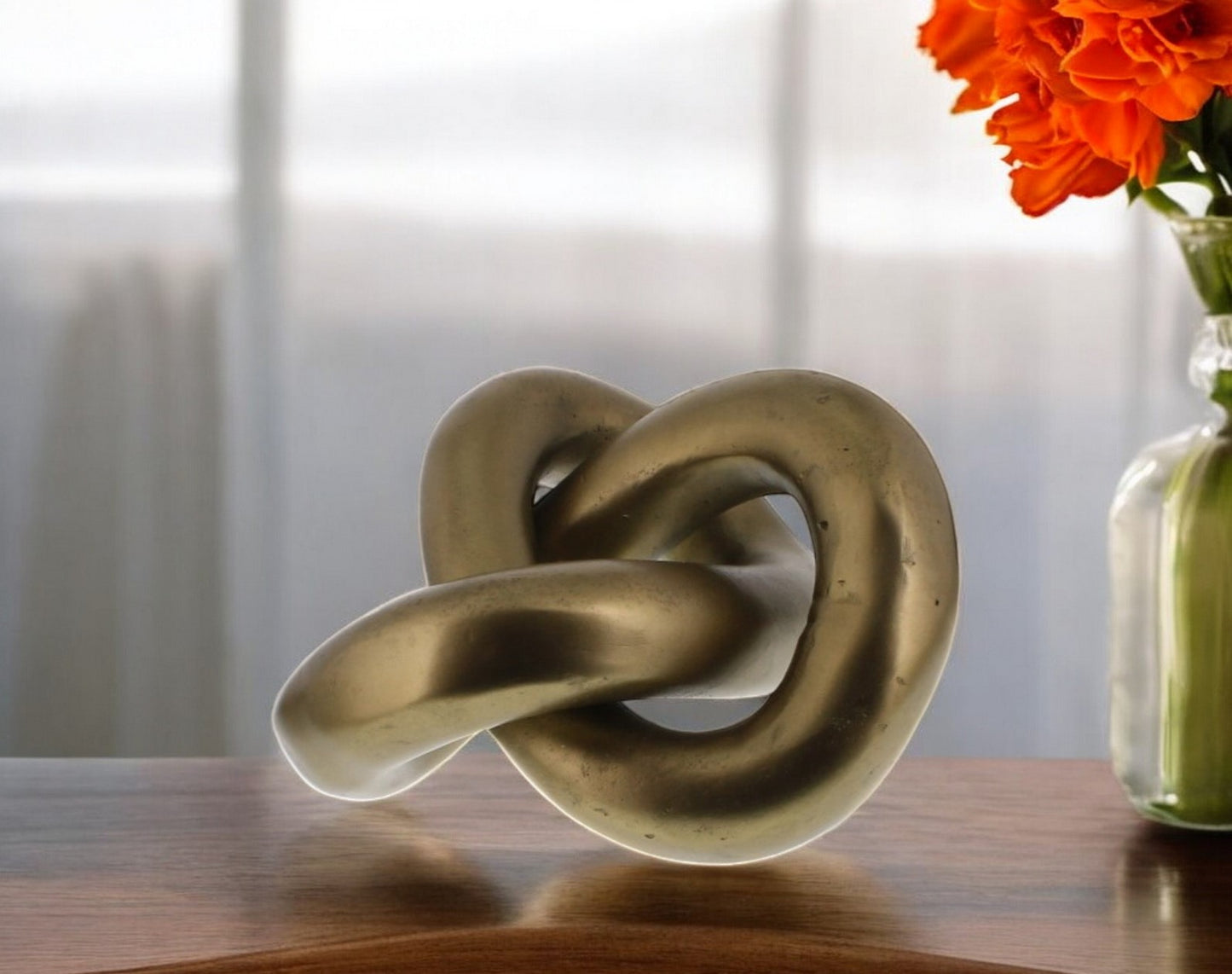 5" Brass Gold Metal Knot Sculpture