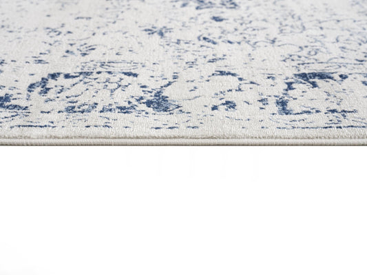 5' X 8' Navy Blue Distressed Floral Area Rug