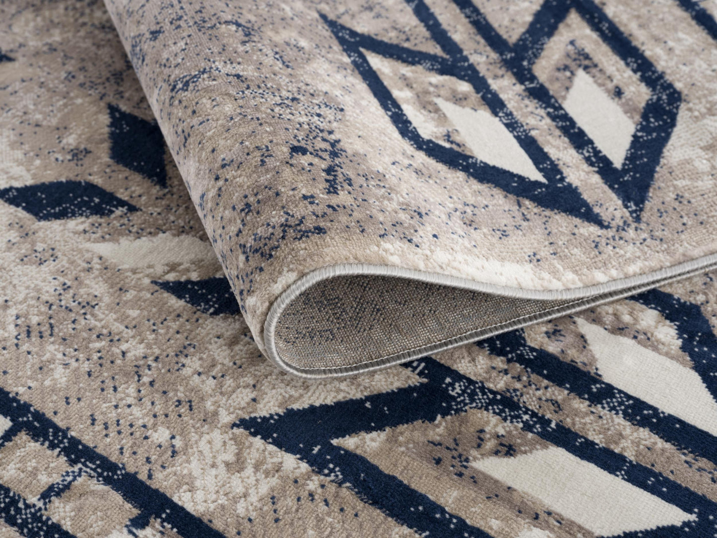 2' X 3' Beige And Blue Boho Chic Scatter Rug