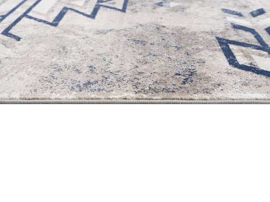 8' X 11' Beige And Blue Boho Chic Area Rug