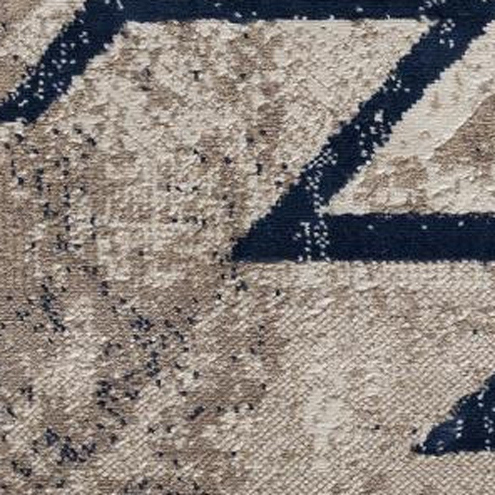 2' X 3' Beige And Blue Boho Chic Scatter Rug