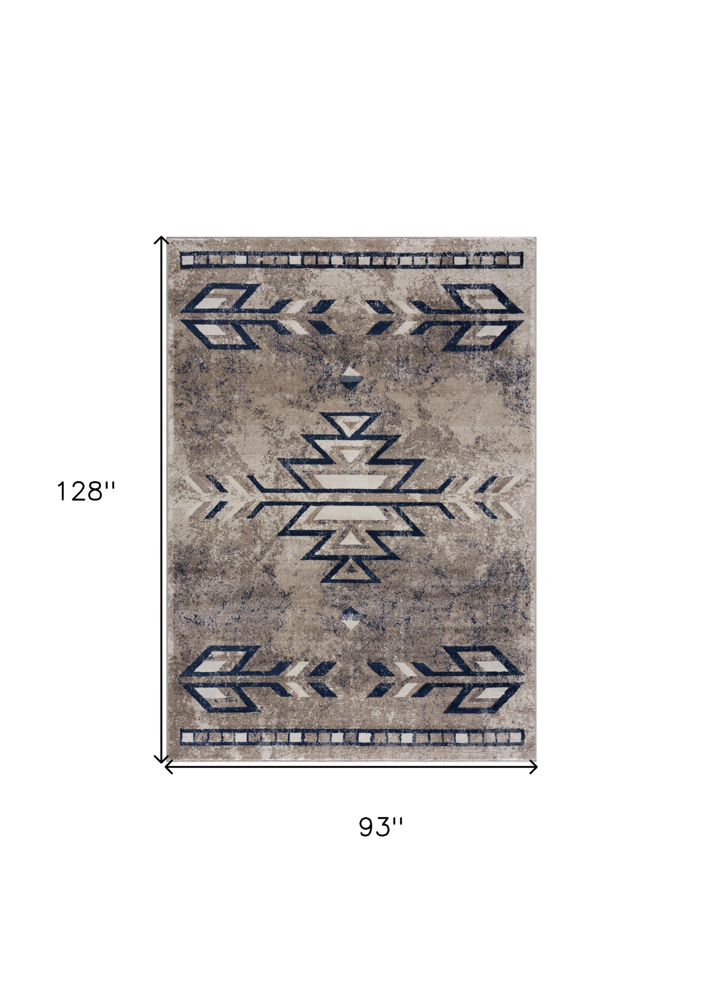 2' X 3' Beige And Blue Boho Chic Scatter Rug