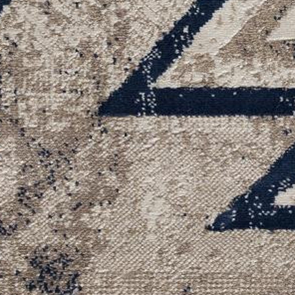 2' X 3' Beige And Blue Boho Chic Scatter Rug