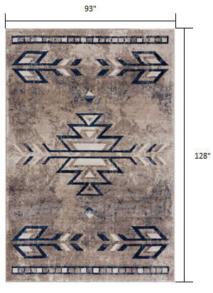 2' X 3' Beige And Blue Boho Chic Scatter Rug