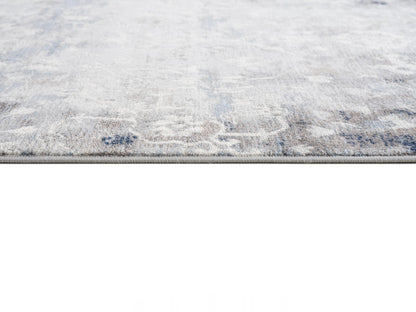 2' X 5' Navy And Beige Distressed Vines Area Rug