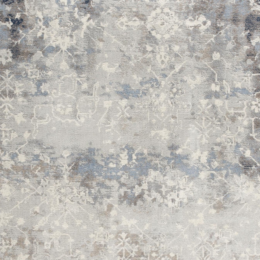 8’ X 11’ Navy And Beige Distressed Vines Area Rug