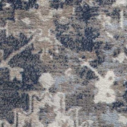 2' X 5' Navy And Beige Distressed Vines Area Rug