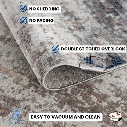 2' X 3' Navy Blue Distressed Striations Scatter Rug