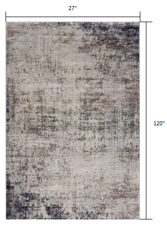 2' X 6' Navy Blue Distressed Striations Area Rug