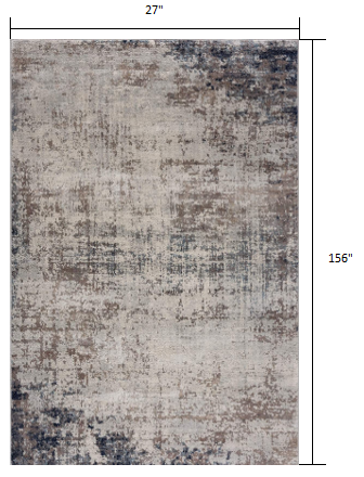 2' X 6' Navy Blue Distressed Striations Area Rug