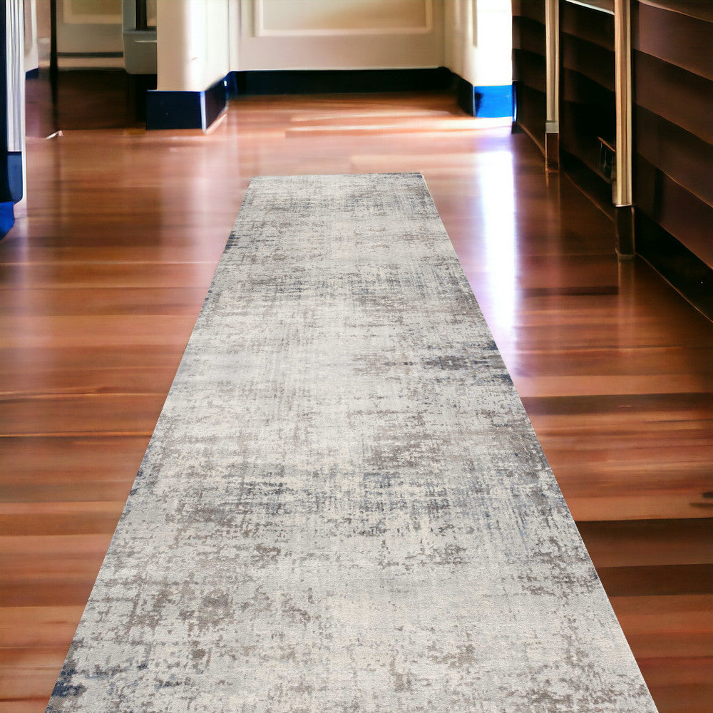 2' X 6' Navy Blue Distressed Striations Area Rug