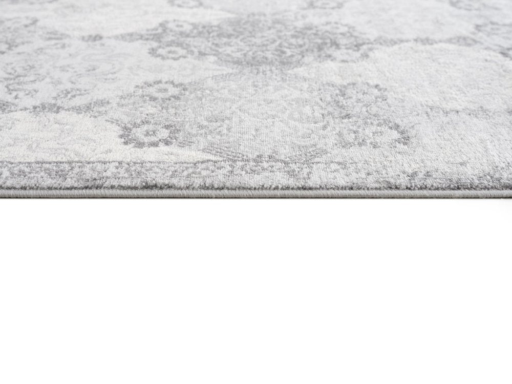 20' Gray And Ivory Trellis Runner Rug
