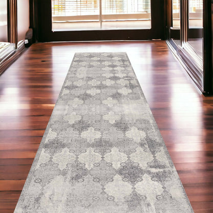 2' X 3' Gray Distressed Trellis Pattern Scatter Rug