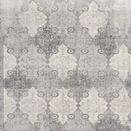 2' X 3' Gray Distressed Trellis Pattern Scatter Rug