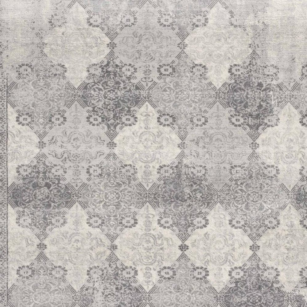 2' X 3' Gray Distressed Trellis Pattern Scatter Rug